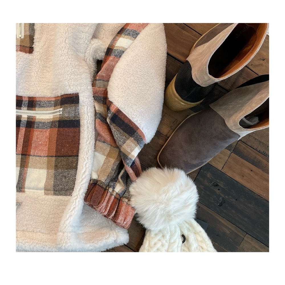 ON SALE! Ivory & Plaid Faux Fur Jacket - Picture 11 of 12